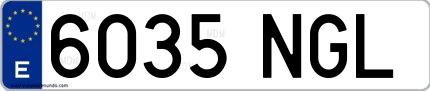 Ejemplo de matrícula española 6035 NGL