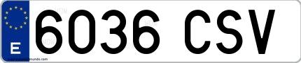 Ejemplo de matrícula española 6036 CSV