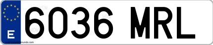 Ejemplo de matrícula española 6036 MRL