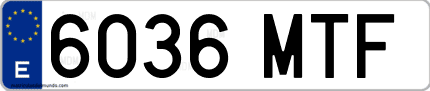 Ejemplo de matrícula de coche ordinaria 6036 MTF