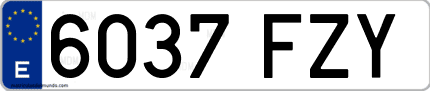 Ejemplo de matrícula de coche ordinaria 6037 FZY