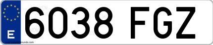Ejemplo de matrícula española 6038 FGZ