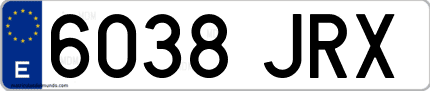 Ejemplo de matrícula de coche ordinaria 6038 JRX