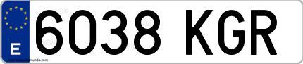 Ejemplo de matrícula de coche ordinaria 6038 KGR