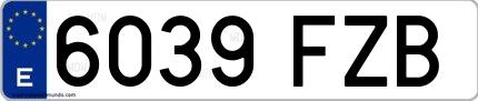 Ejemplo de matrícula española 6039 FZB