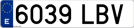 Ejemplo de matrícula de coche ordinaria 6039 LBV
