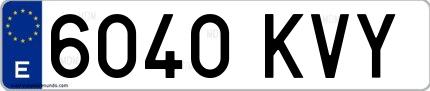 Ejemplo de matrícula española 6040 KVY
