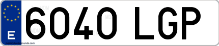 Ejemplo de matrícula de coche ordinaria 6040 LGP