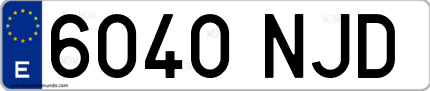 Ejemplo de matrícula de coche ordinaria 6040 NJD