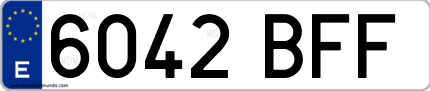 Ejemplo de matrícula de coche ordinaria 6042 BFF