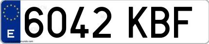 Ejemplo de matrícula española 6042 KBF