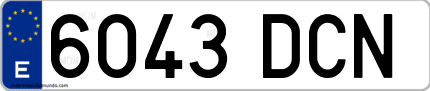 Ejemplo de matrícula de coche ordinaria 6043 DCN