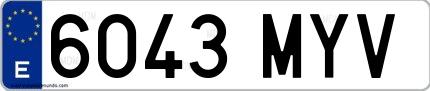 Ejemplo de matrícula española 6043 MYV