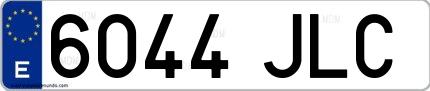 Ejemplo de matrícula española 6044 JLC