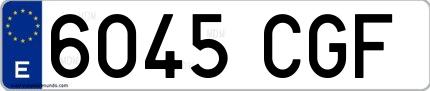Ejemplo de matrícula española 6045 CGF