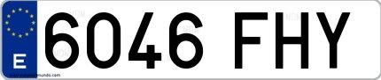 Ejemplo de matrícula española 6046 FHY