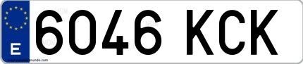 Ejemplo de matrícula española 6046 KCK