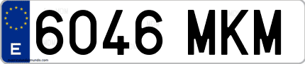 Ejemplo de matrícula de coche ordinaria 6046 MKM