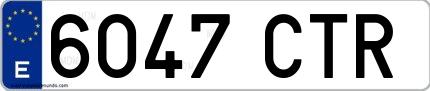 Ejemplo de matrícula española 6047 CTR