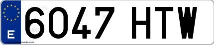 Ejemplo de matrícula española 6047 HTW