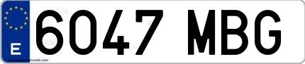 Ejemplo de matrícula española 6047 MBG