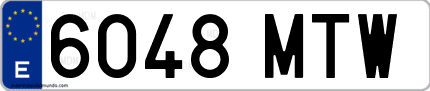 Ejemplo de matrícula de coche ordinaria 6048 MTW