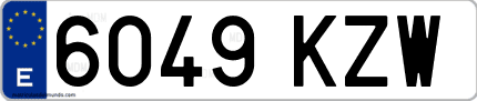 Ejemplo de matrícula de coche ordinaria 6049 KZW