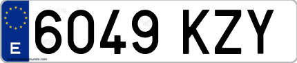 Ejemplo de matrícula de coche ordinaria 6049 KZY