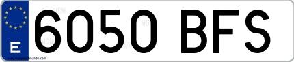 Ejemplo de matrícula española 6050 BFS