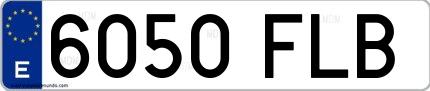 Ejemplo de matrícula española 6050 FLB