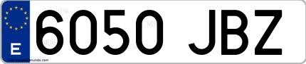 Ejemplo de matrícula española 6050 JBZ