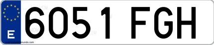 Ejemplo de matrícula española 6051 FGH