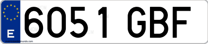 Ejemplo de matrícula de coche ordinaria 6051 GBF