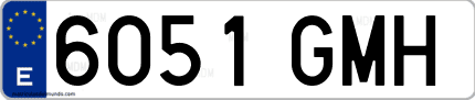 Ejemplo de matrícula de coche ordinaria 6051 GMH