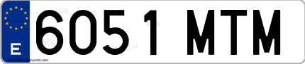 Ejemplo de matrícula de coche ordinaria 6051 MTM