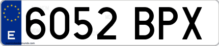 Ejemplo de matrícula de coche ordinaria 6052 BPX