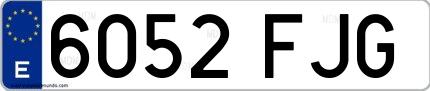 Ejemplo de matrícula española 6052 FJG