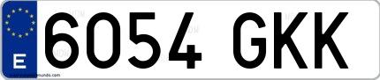 Ejemplo de matrícula española 6054 GKK