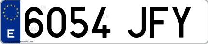 Ejemplo de matrícula española 6054 JFY