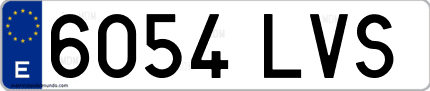 Ejemplo de matrícula de coche ordinaria 6054 LVS
