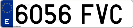 Ejemplo de matrícula de coche ordinaria 6056 FVC