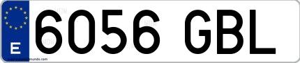 Ejemplo de matrícula española 6056 GBL