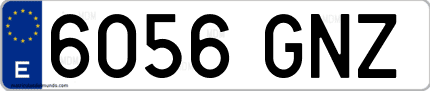Ejemplo de matrícula de coche ordinaria 6056 GNZ
