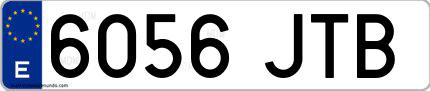 Ejemplo de matrícula española 6056 JTB