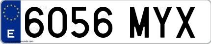 Ejemplo de matrícula española 6056 MYX