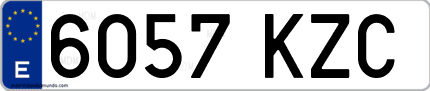 Ejemplo de matrícula de coche ordinaria 6057 KZC