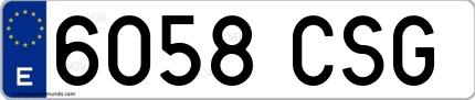 Ejemplo de matrícula española 6058 CSG