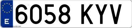 Ejemplo de matrícula española 6058 KYV