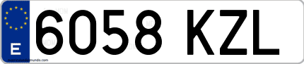 Ejemplo de matrícula de coche ordinaria 6058 KZL