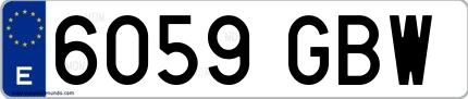 Ejemplo de matrícula española 6059 GBW